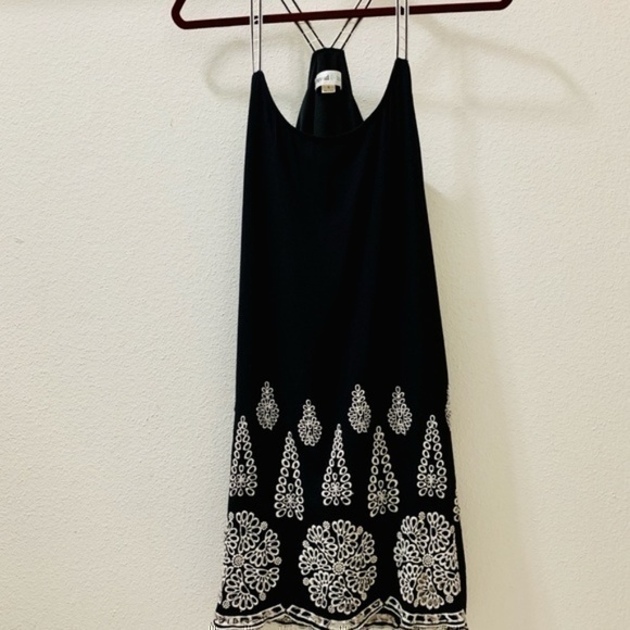 Black Eyelet Embroidered Mini Shift Dress - Picture 1 of 6